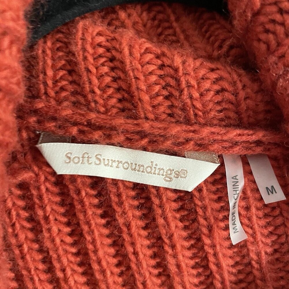 Soft Surroundings Women M Burnt Orange Wool Blend Open Front Courchevel Cardigan - Picture 7 of 9
